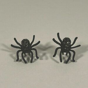 Spider Stud Earrings Black Sparkly Halloween October Fall Autumn